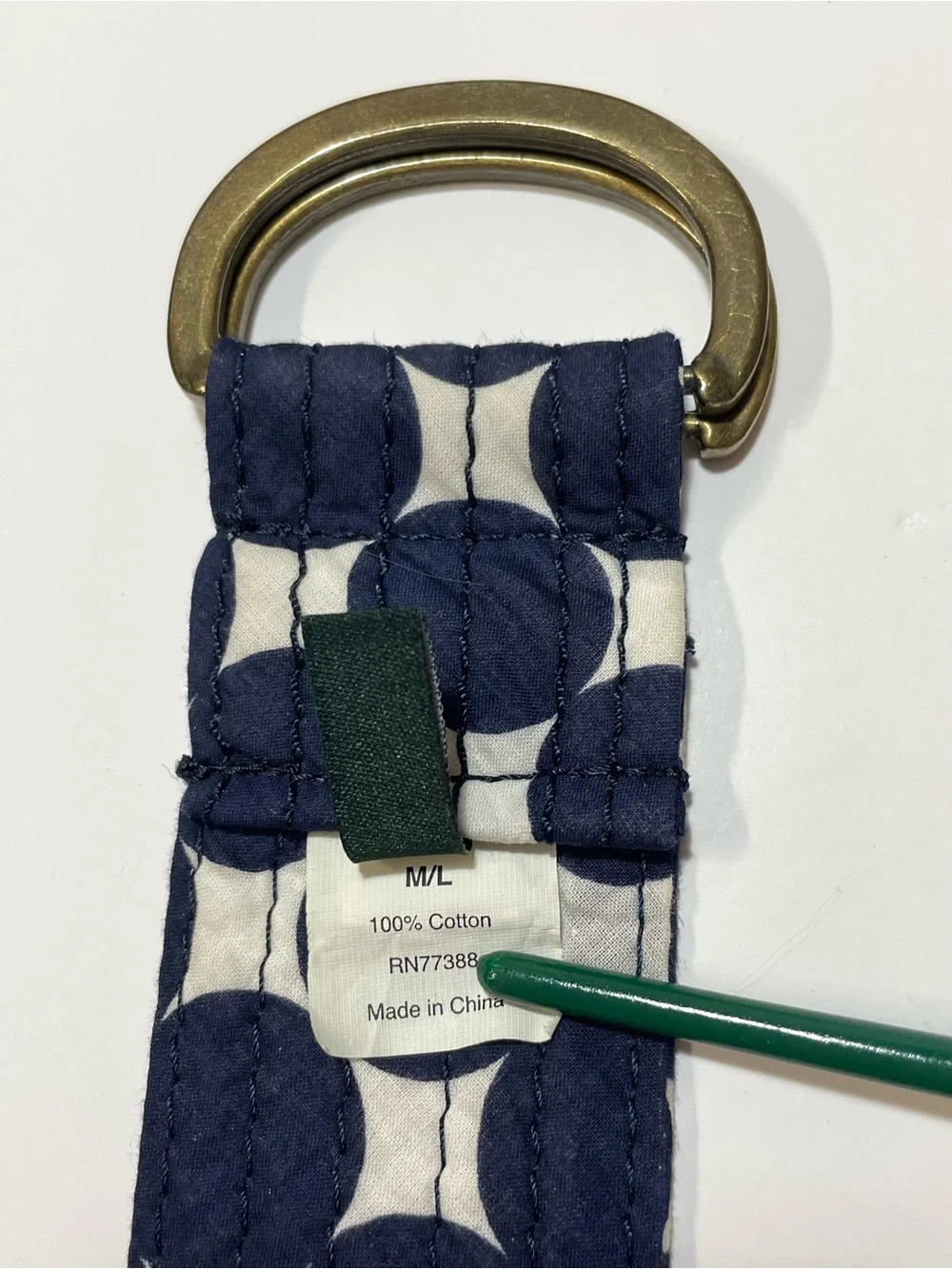 J. Crew Navy and White Polka Dot Fabric Belt with Brass D-Ring - Picture 5 of 9
